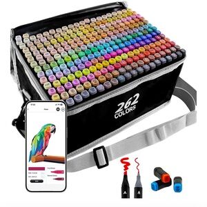 SiwaQio Alcohol Markers with APP, 262 Colors Dual Tip Art Marker for Adults